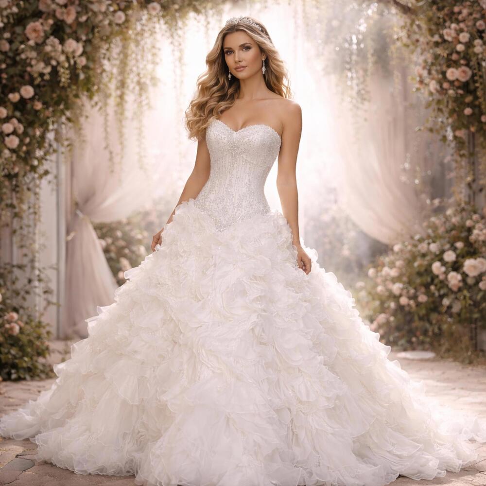 Mary’s Bridal Beaded Corset Ballgown Wedding Dress Size 10 w/ Bolero